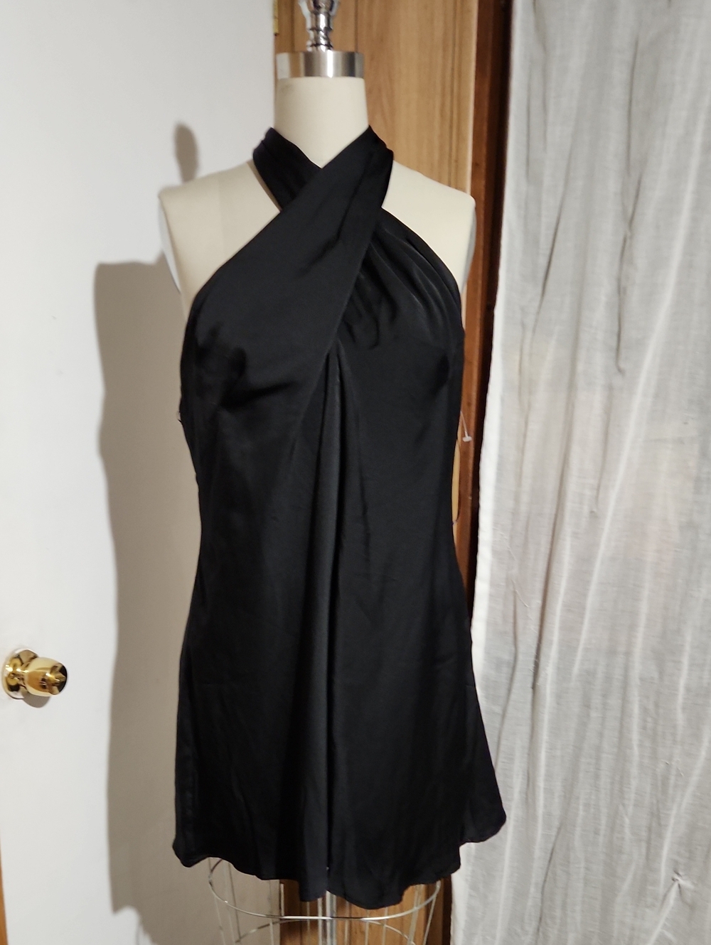 Francesca's TRIXXI Black Halter Crossover Mini Dress -